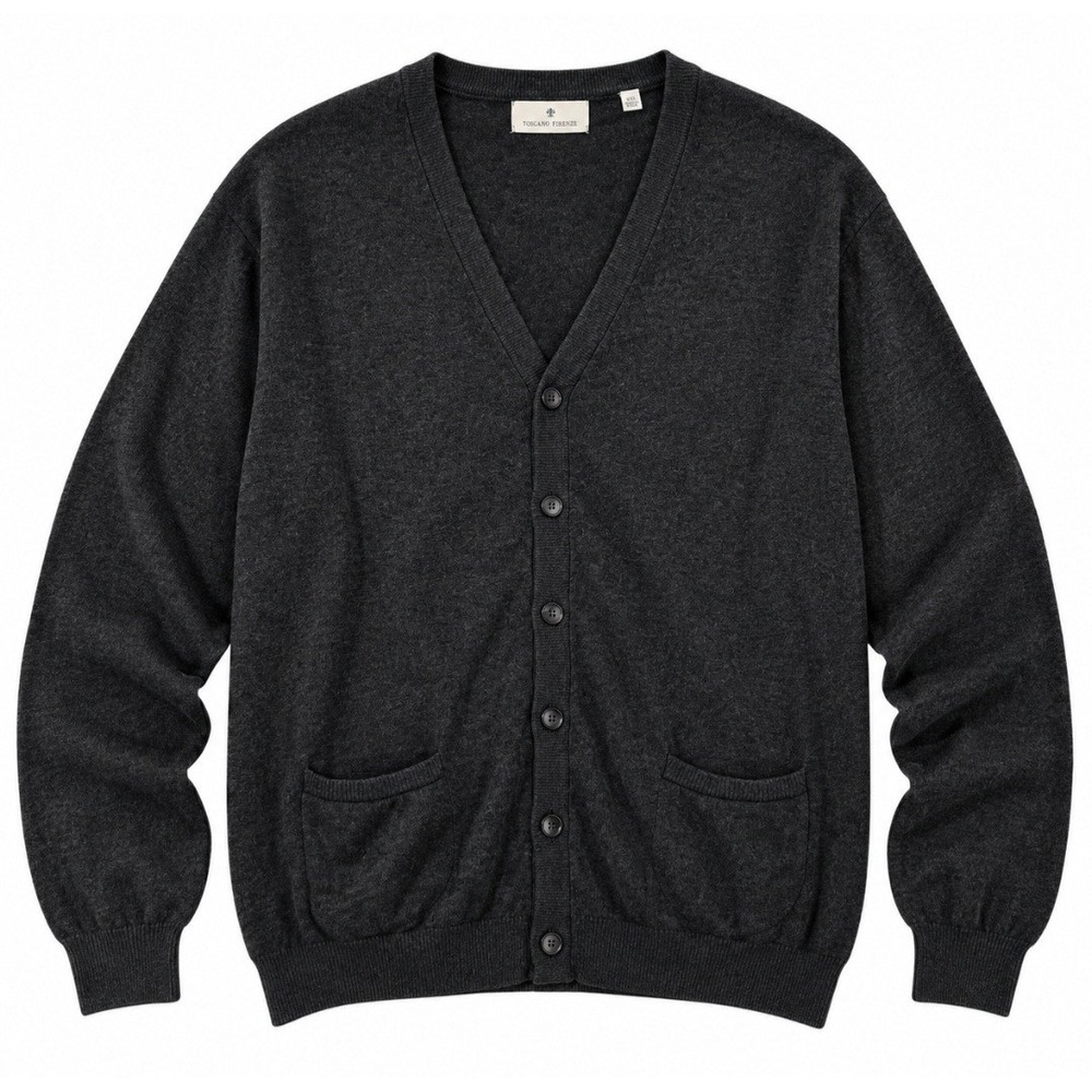 Toscano Firenze XXL Cardigan Sweater Charcoal 100% Cotton Dark Academia